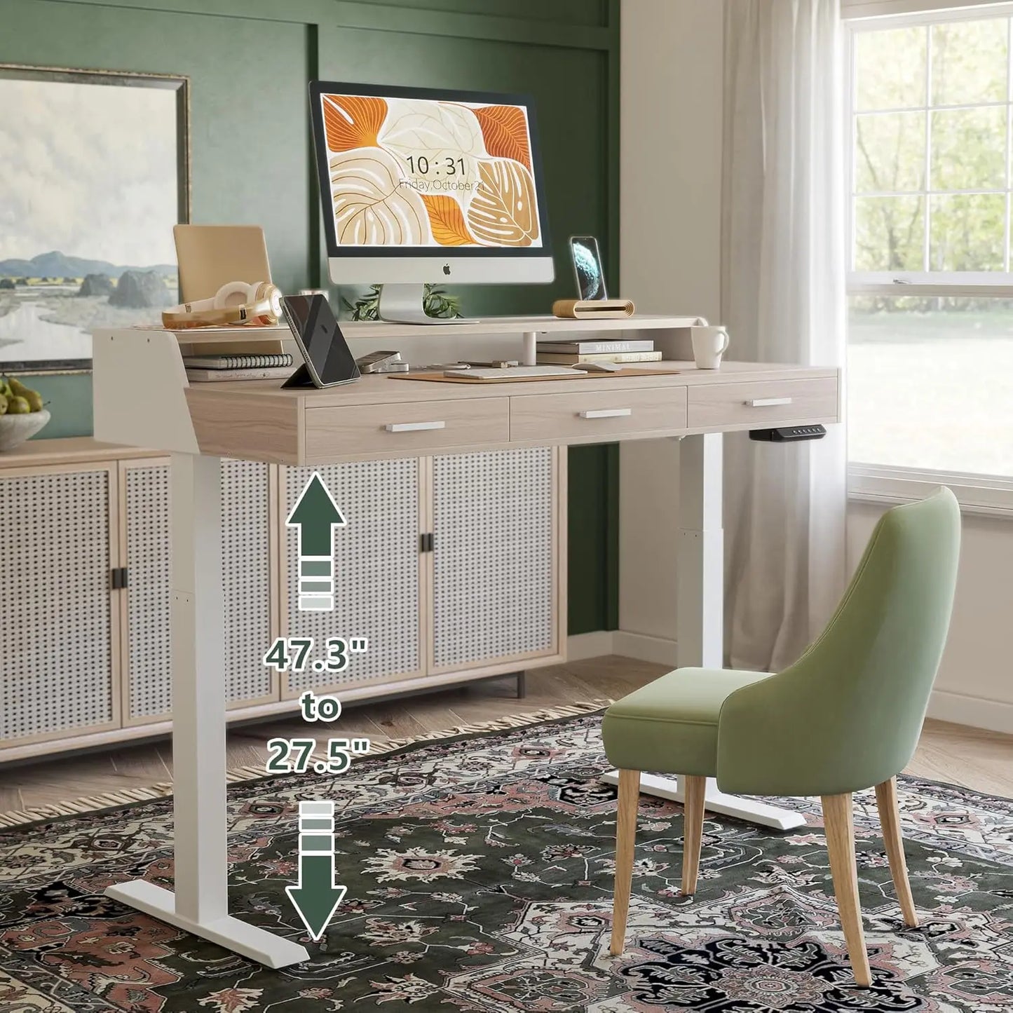 NONEDesk Standing Desk With Monitor Shelf Adjustable Height