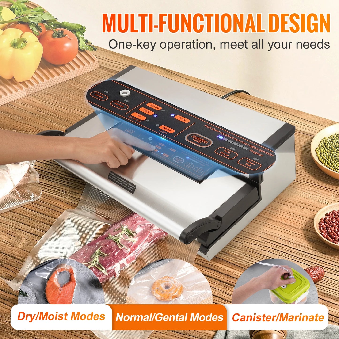 SucceBuy Multifunction Automatic Food Sealer With Bag Roll Storage Cutter