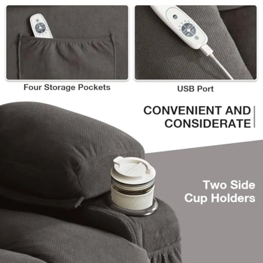 Power Lift Recliner Chair With Vibration Massage And Lumbar Heating