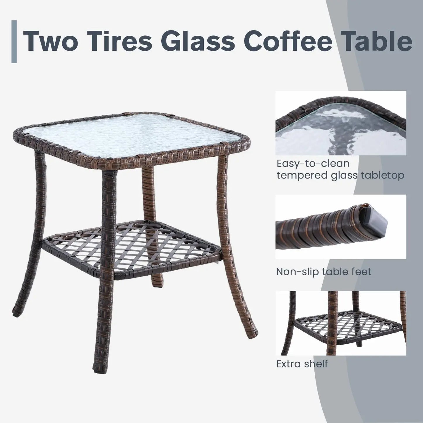 All Weather Wicker Patio Bistro Set With Table Outdoor Furniture