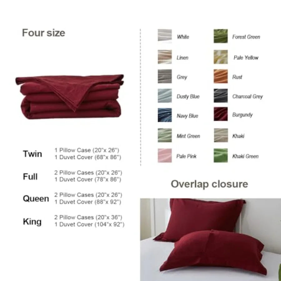 French Linen Duvet Cover Set Natural Flax Cotton Blend