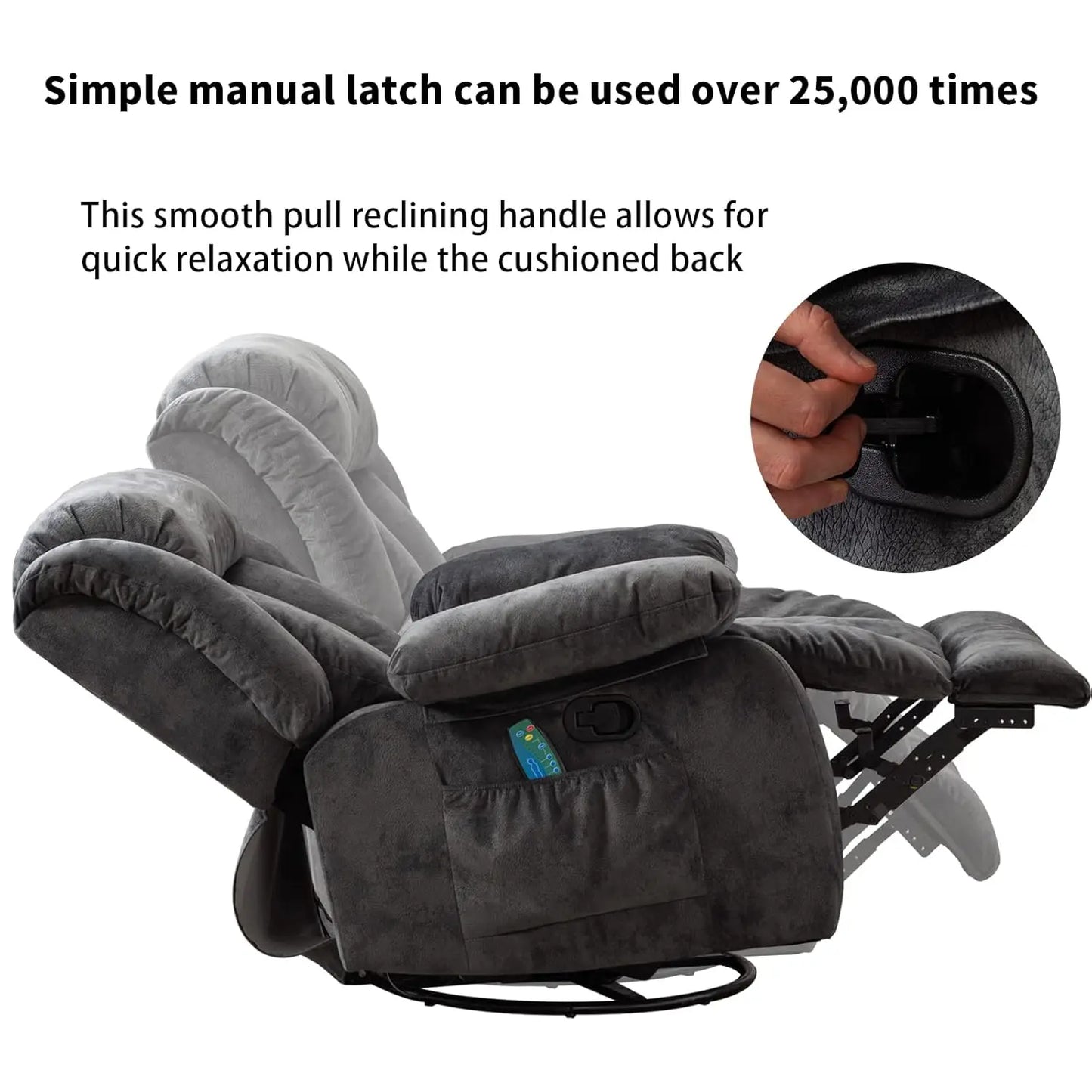 Massage Swivel Rocker Recliner Chair With Heat And Vibration