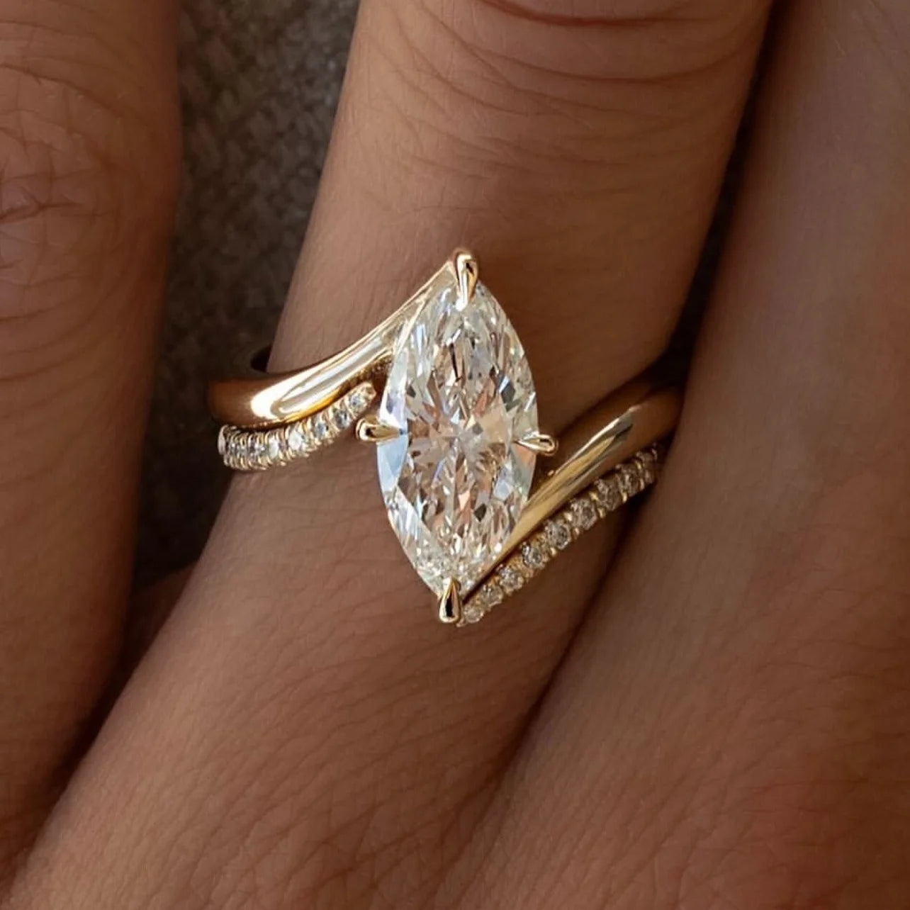 Marquise Moissanite Bridal Wedding Set 925 Sterling Silver