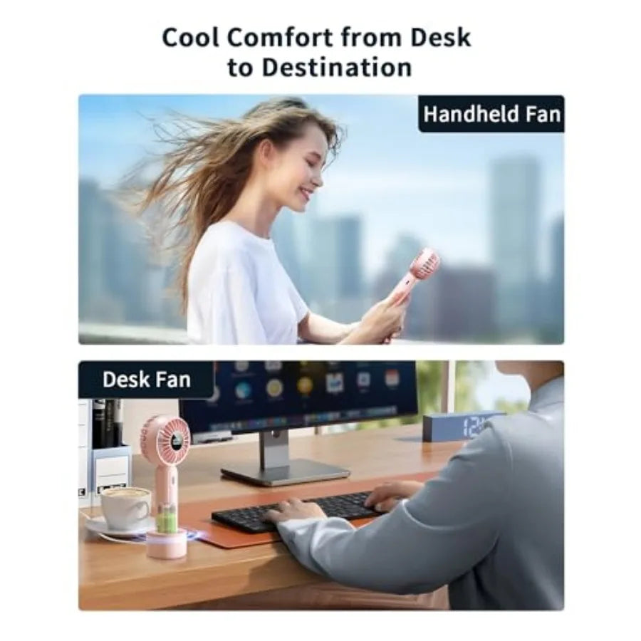 Handheld Fan With Wireless Charging Base Three Speeds