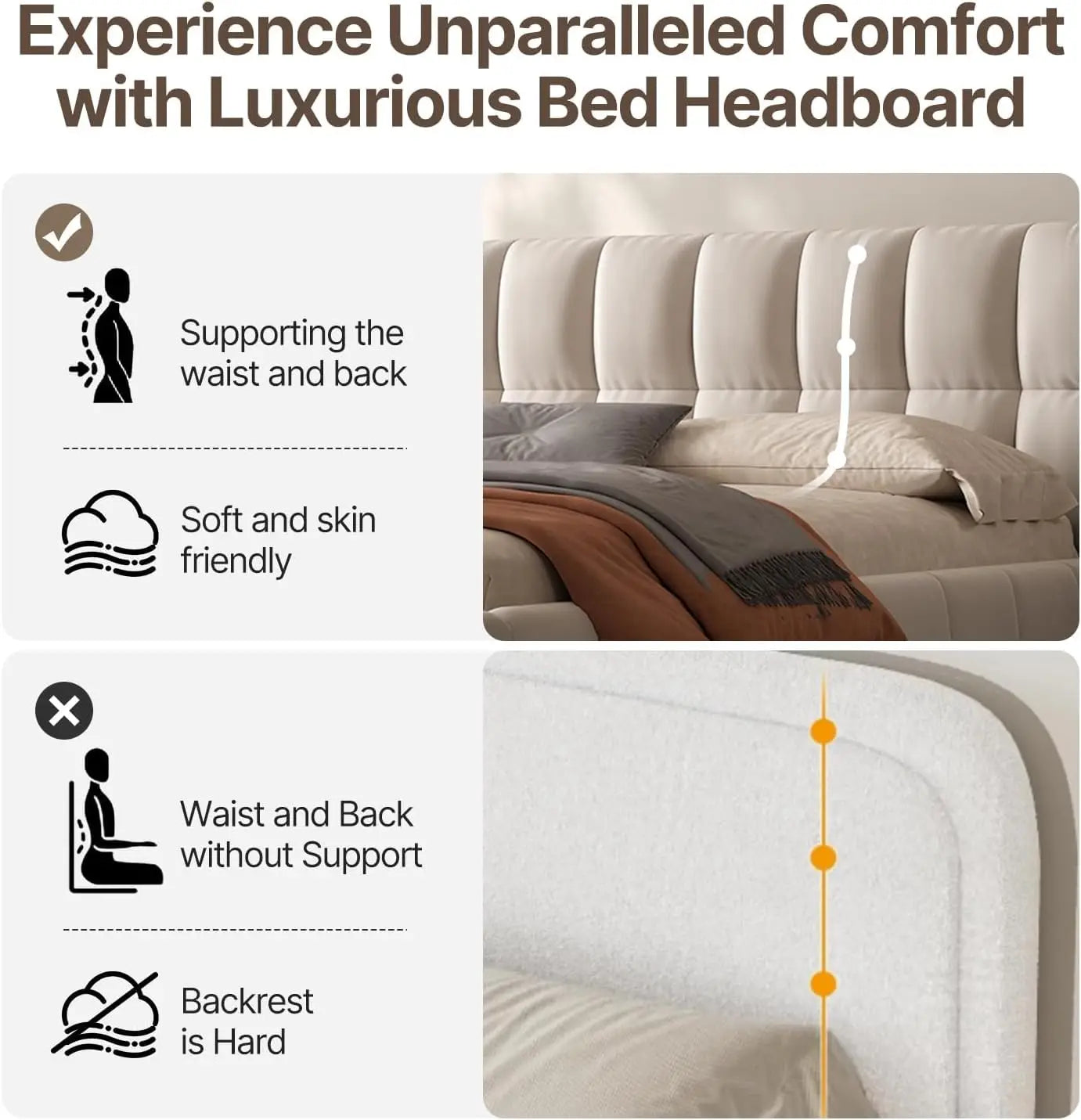 Custom Chenille Upholstered Platform Bed Frame With Cloud Soft Headboard