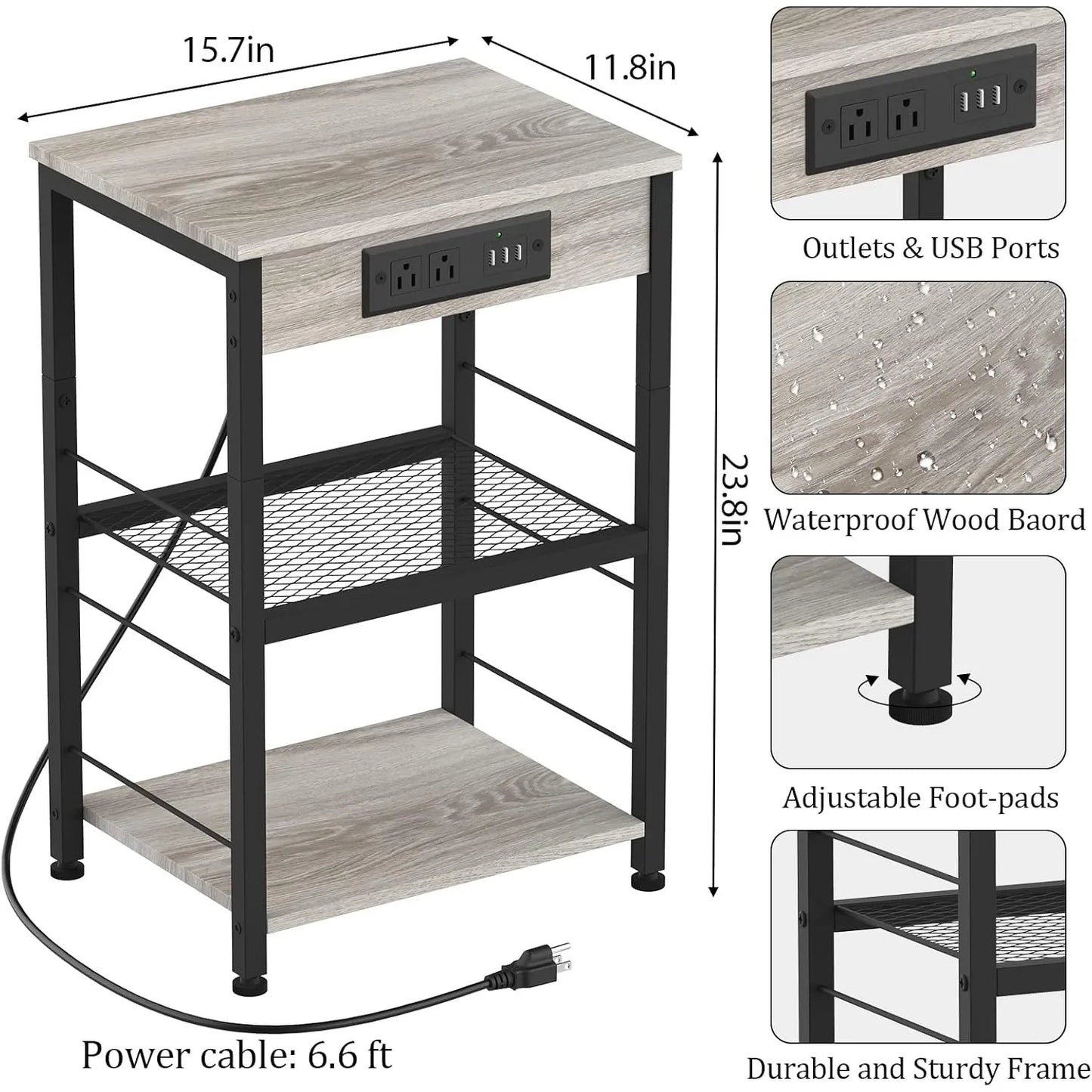 Nightstand/ End Table With USB Outlets