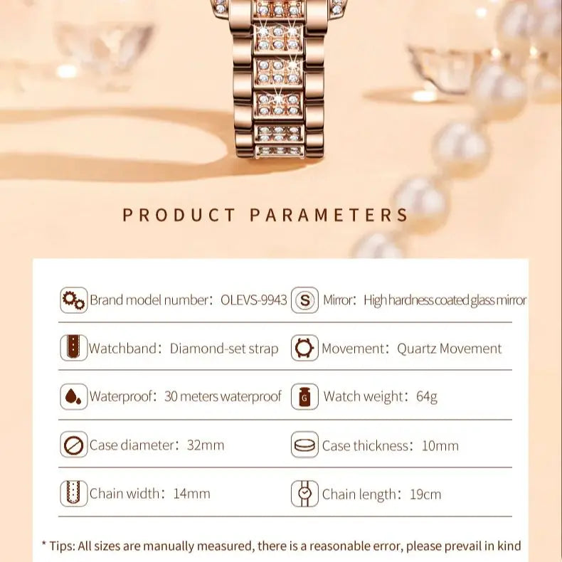 OLEVS Diamond Luxury Stainless Steel Waterproof Watch