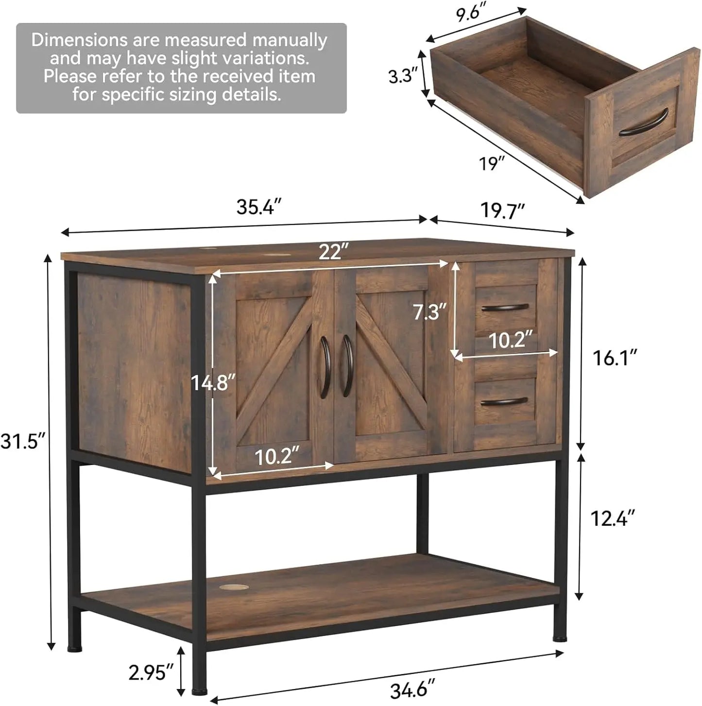 Rustic Farmhouse Vanity With Vessel Sink Cabinet Set