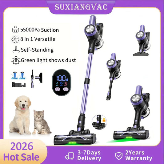 SUXIANGVACC 500W Cordless Vacuum Cleaner 55KPA With Smart Led Screen