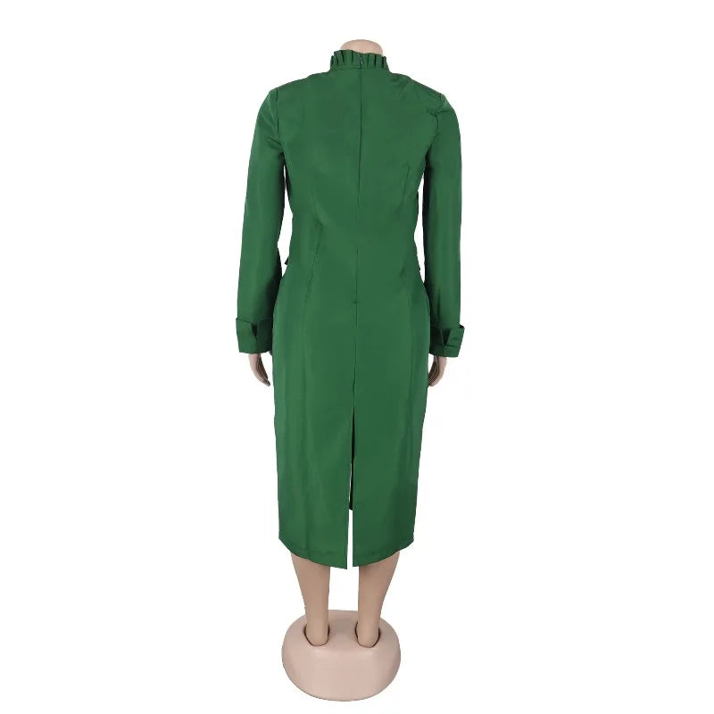 Full Sleeve Long Blazer Coat+ Long Dress Suit Two 2 Piece Set