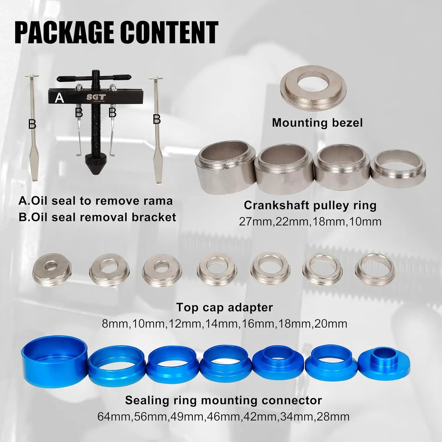 XMSJ Crank Bearing Camshaft Seal Installer Remover Set