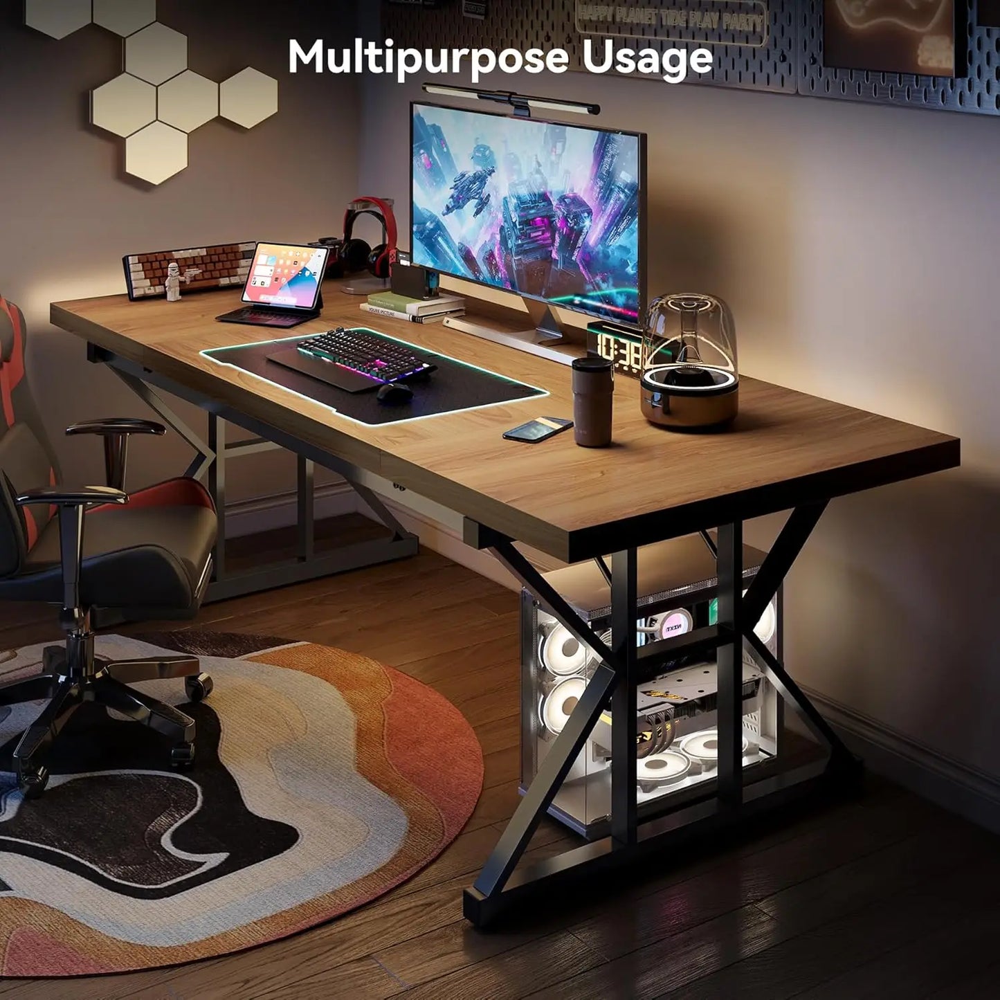 LITTLE TREE Farmhouse Writing Desk Computer Desk For Home Office
