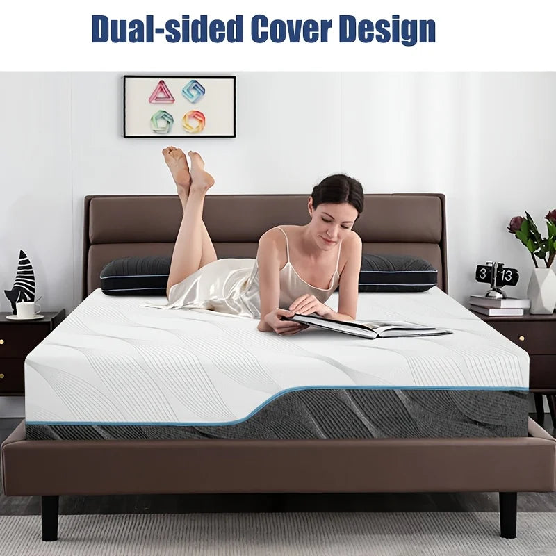 Premium Memory Foam Mattress - Extra Firm Dual Sides for Back Pain Relief