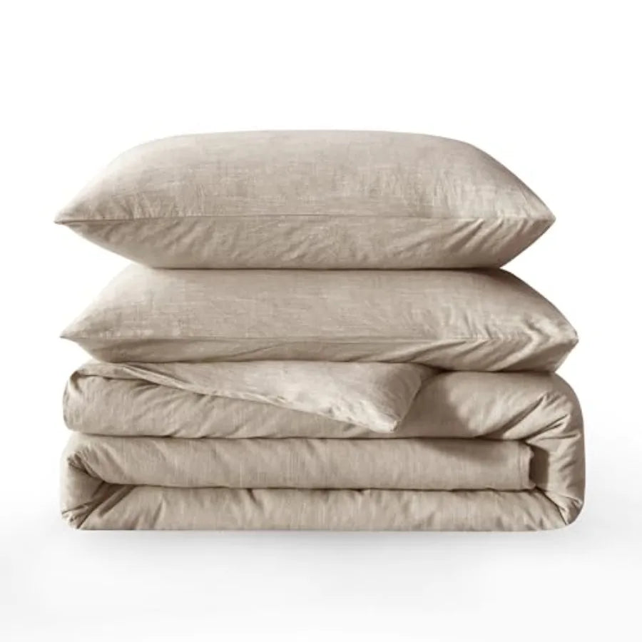 Linen Duvet Cover Set With 2 Pillowcases Cotton Linen Blend