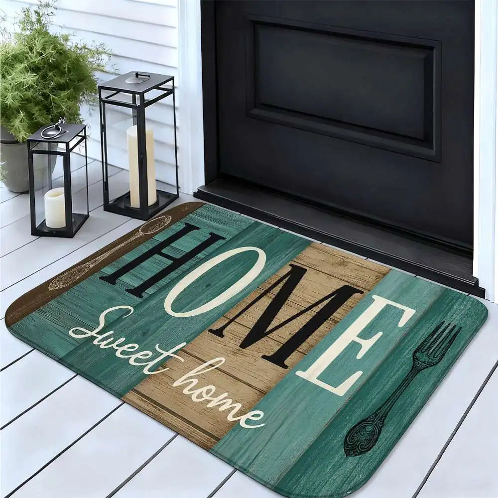 Vintage Wooden Home Sweet Home Kitchen Floor Mat Set