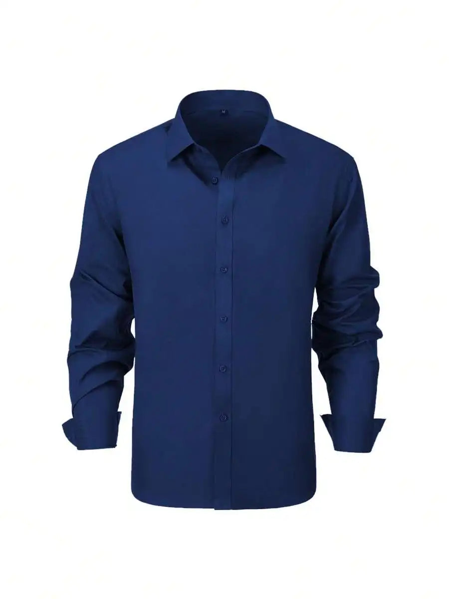 Mens Long Sleeve Formal Poplin Shirt For Business Or Wedding