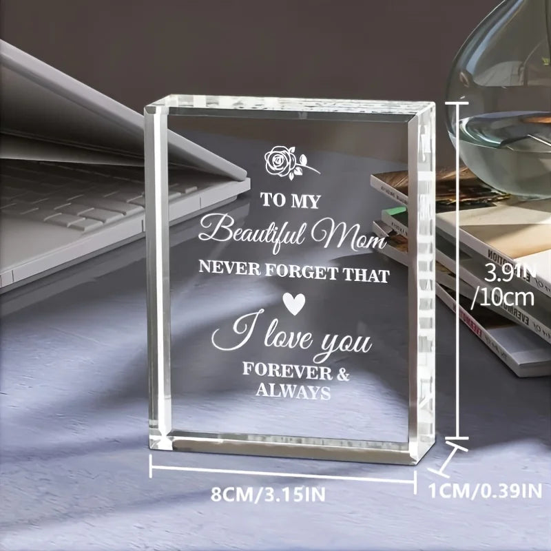 Engraved Crystal Keepsake  For Mom