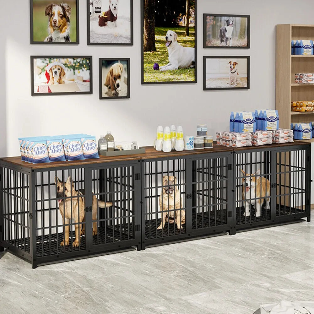 Large Luxury Dog Crate Furniture with 3  Doors