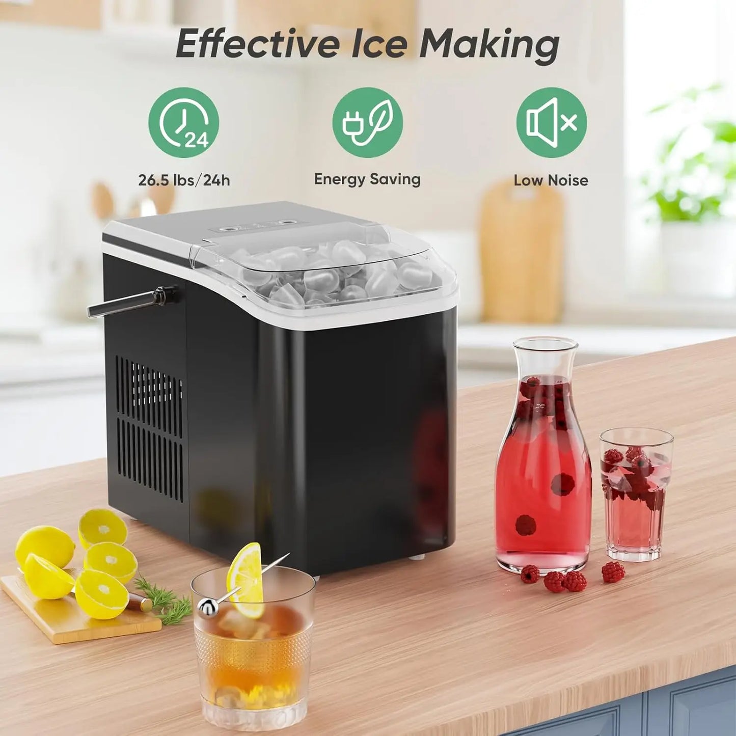 Compact Portable Countertop Ice Maker 26 Lbs Per 24 Hours