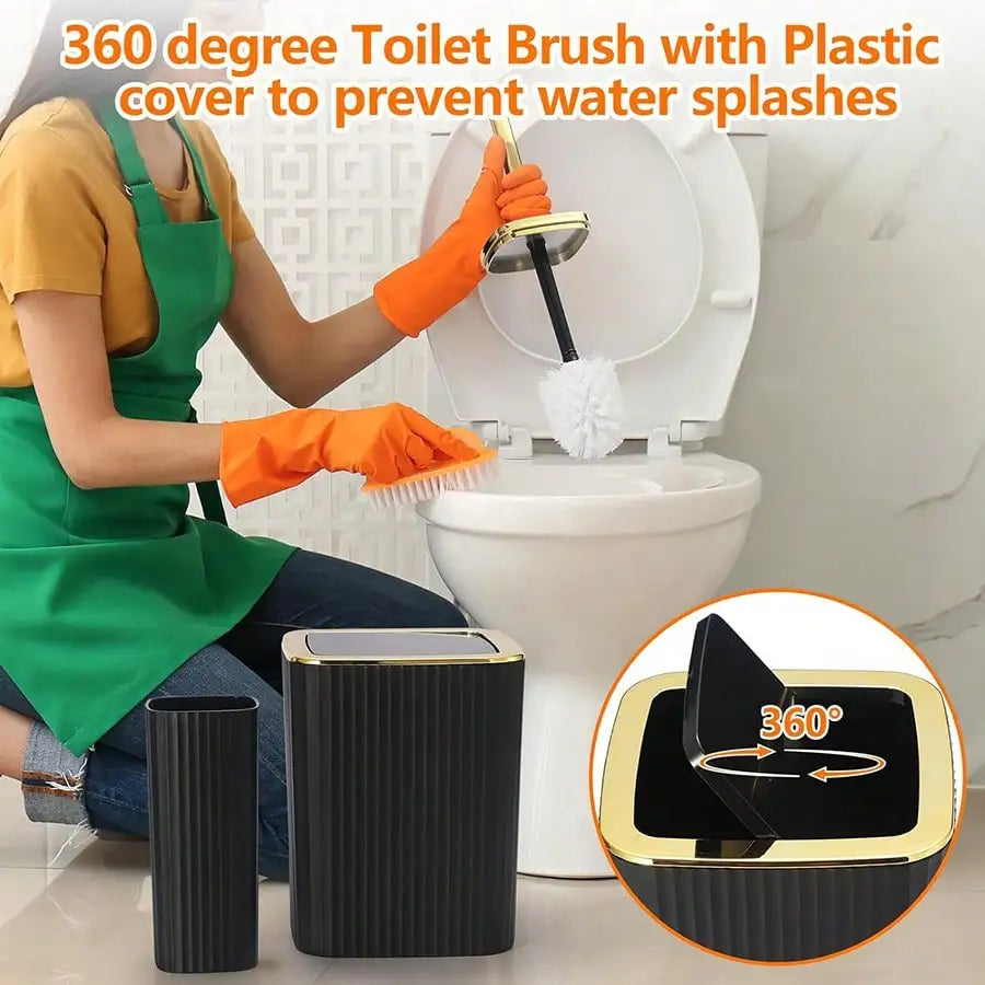 9 Piece Bathroom Set Including Toothbrush Holder And Lotion Dispenser