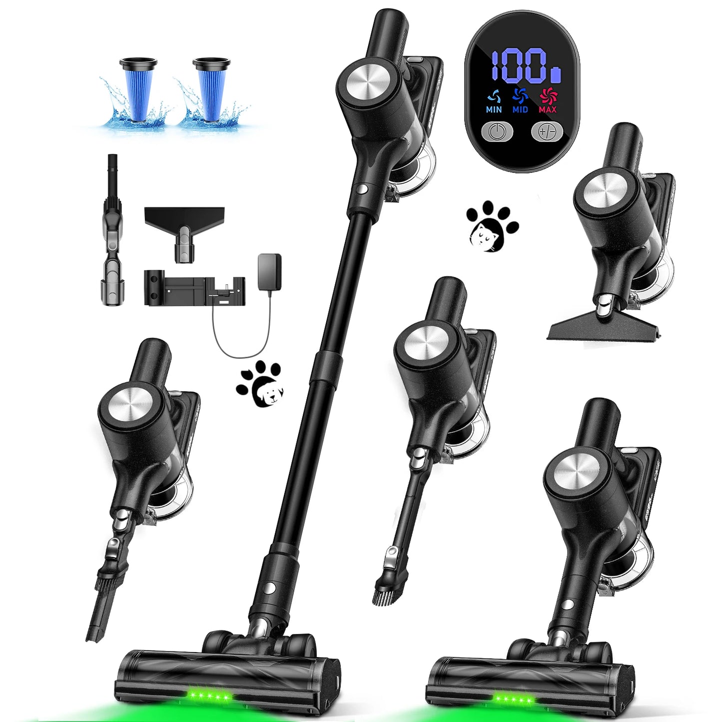 SUXIANGVACC 500W Cordless Vacuum Cleaner 55KPA With Smart Led Screen