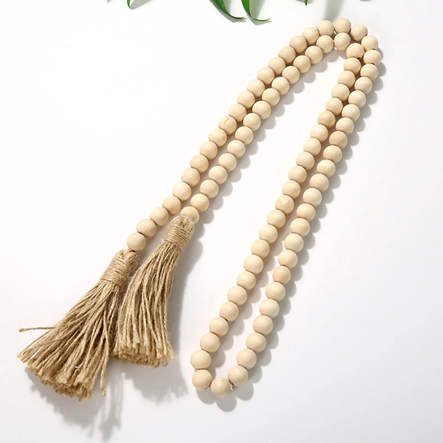 Handmade Rustic Wood Bead Garland With Tassels Wall Decor