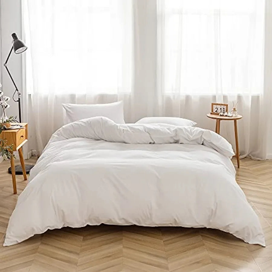 Duvet Cover Set 3 Pieces 100 Percent Washed Cotton Jacquard
