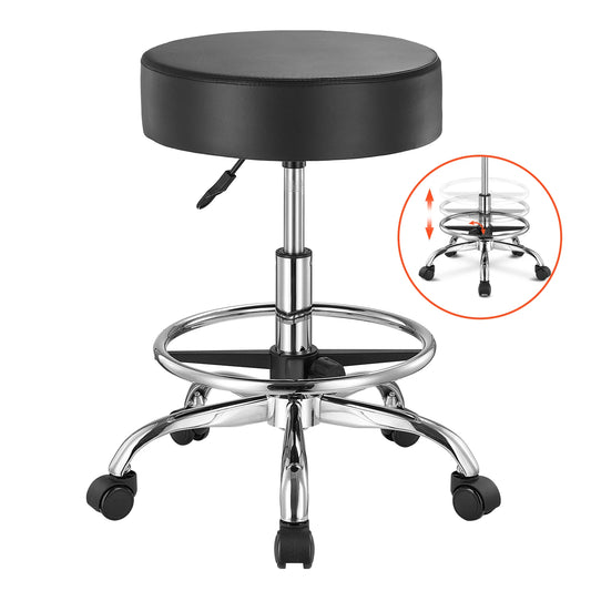 SucceBuy Round Rolling Stool Height Adjustable 450 Lbs Capacity
