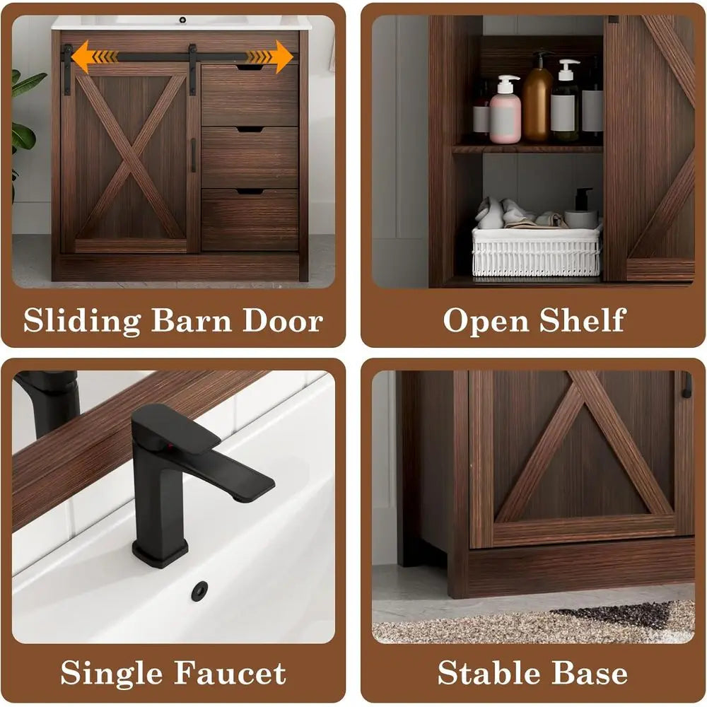 Acrylic Bathroom Vanity With Sink Faucet And Mirror Assembly