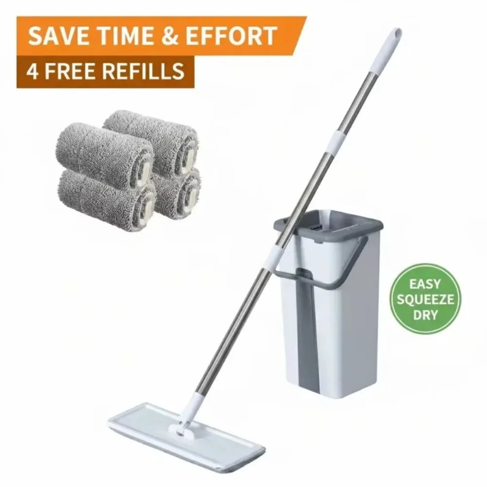 KYJGCN Hands Free Mop Set With 360 Swivel Head Wringer