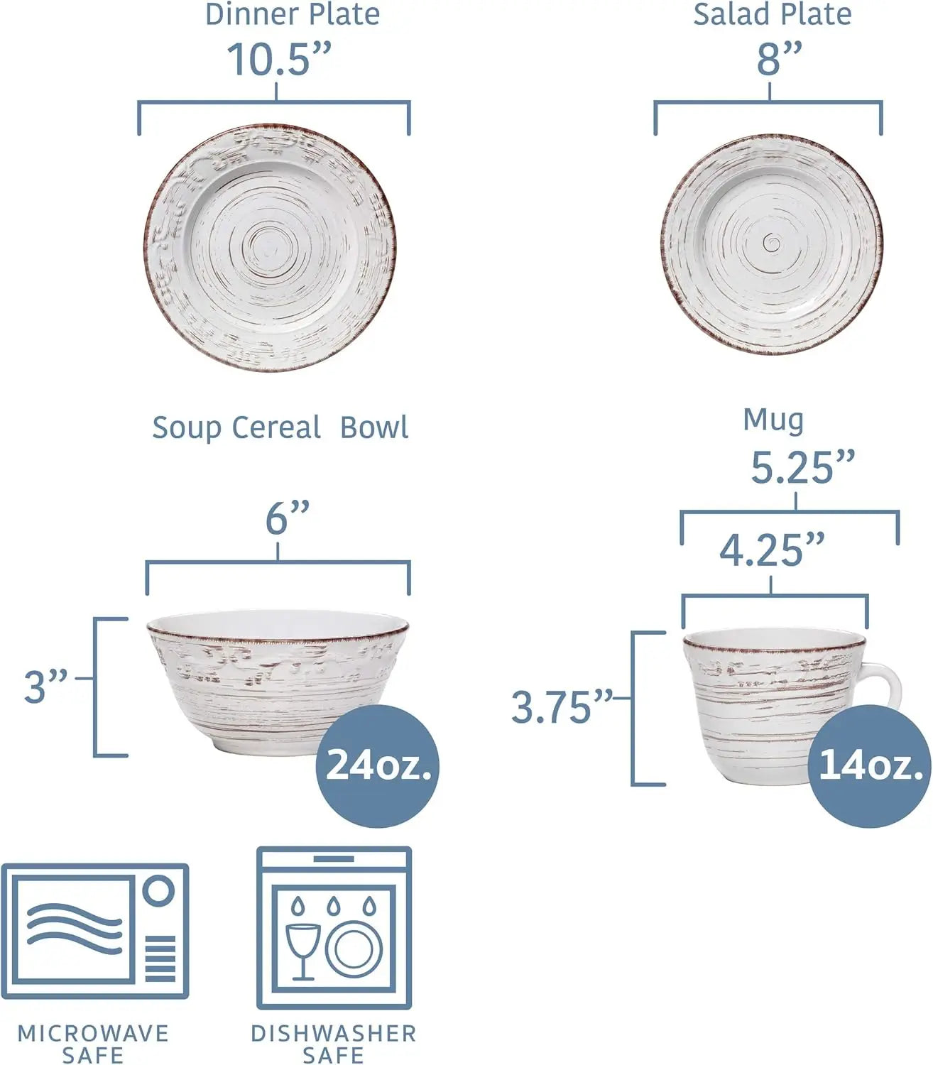 Distressed Finish Stoneware Dinnerware Set