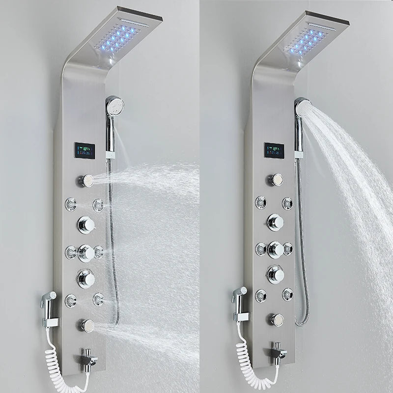 Shower Panel With LED Rainfall Waterfall Shower Head