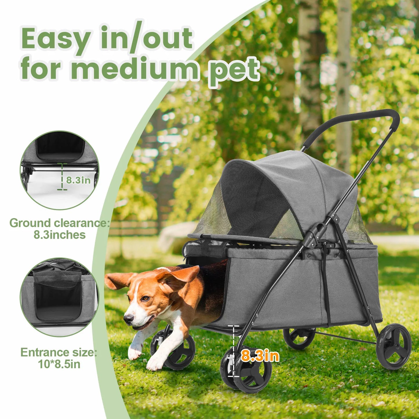 4 Wheel Dog Stroller For Pets And Puppies Outdoors