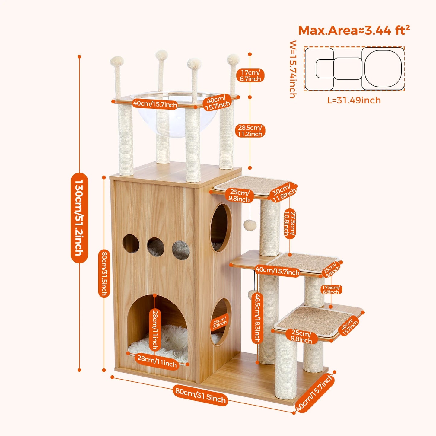 PAWZ Ro Multi Level Cat Tree For Active Indoor Adventures