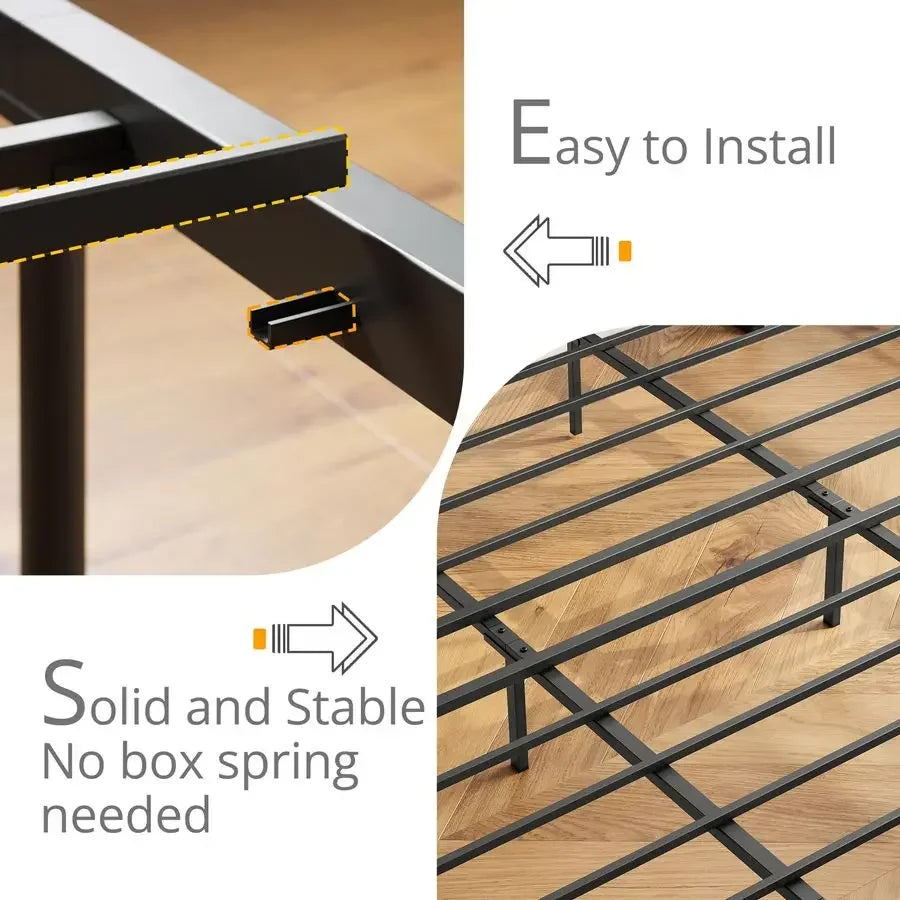 King Platform Bed Frame With 4 Storage Drawers And Headboard