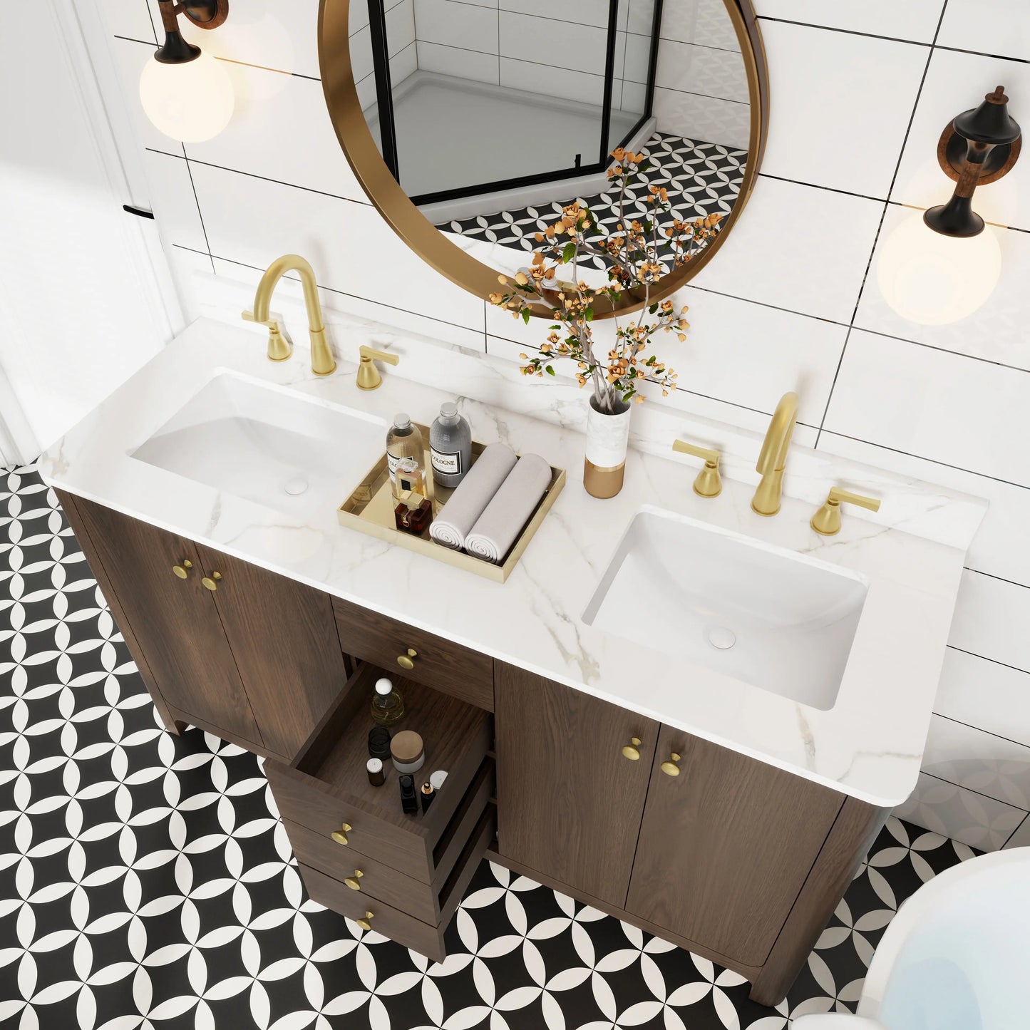 Modern Minimalist Wooden Bathroom Vanity Cabinet With Basin Sink