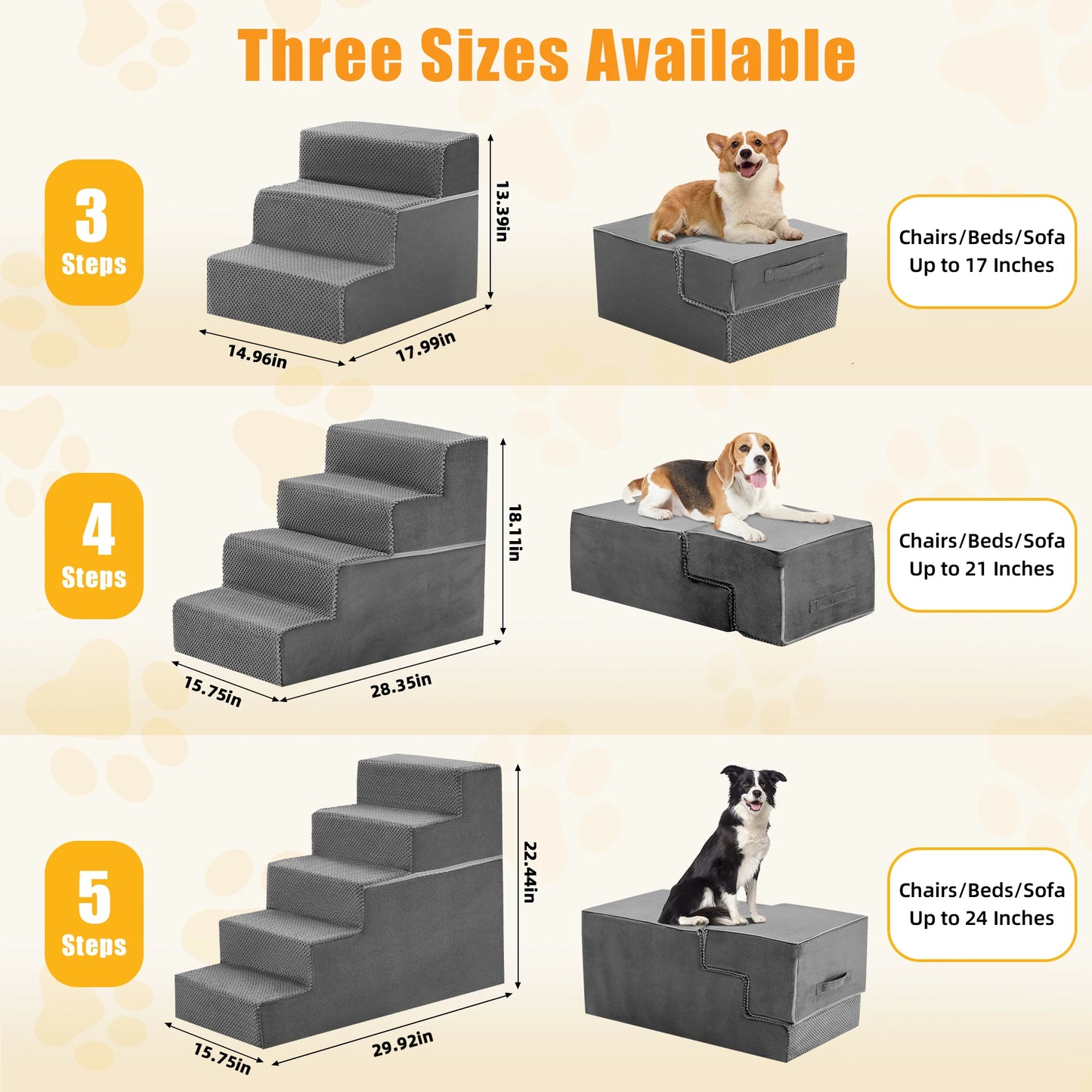 Curved Foam Dog Stairs for Beds, Sofas & Couches