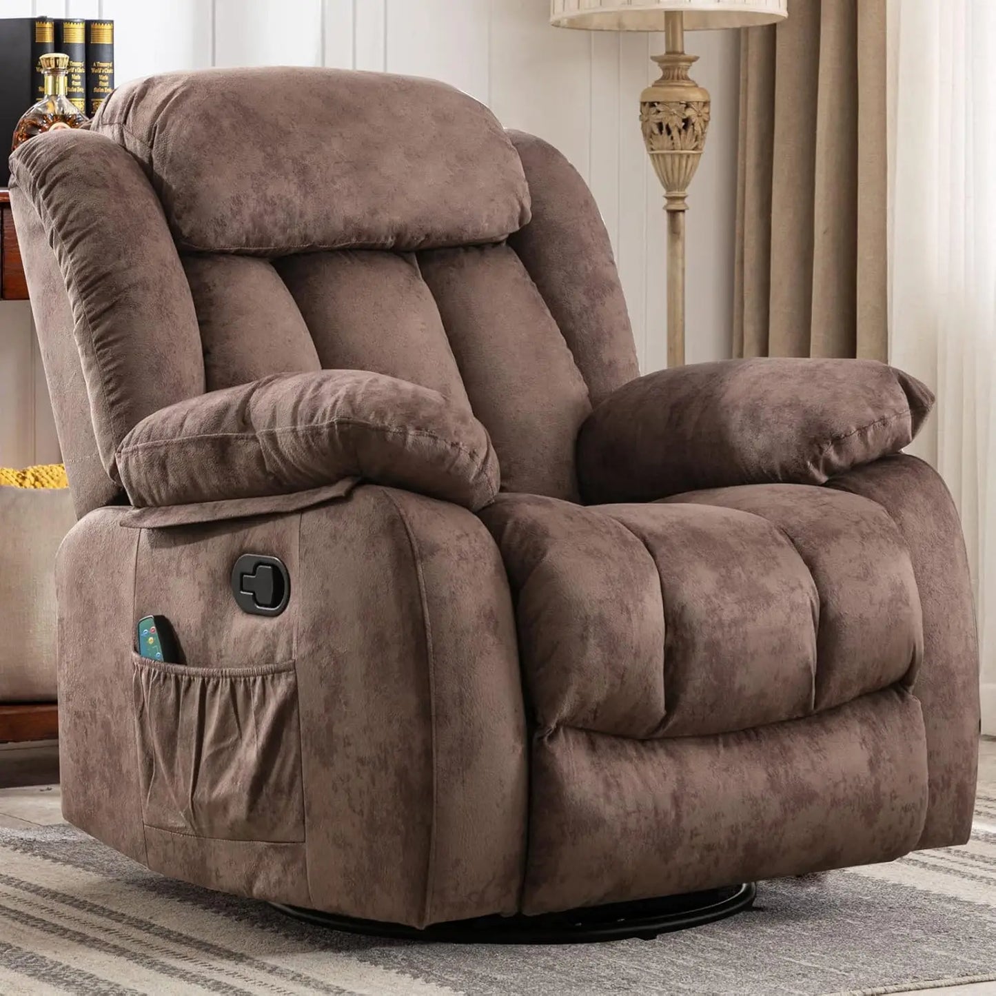 Massage Swivel Rocker Recliner Chair With Heat And Vibration