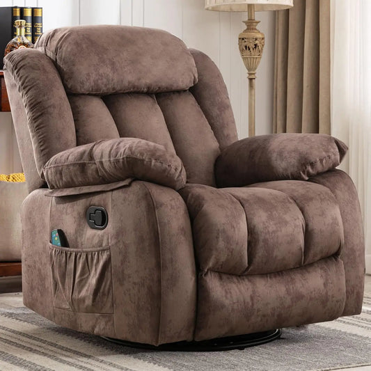 Massage Swivel Rocker Recliner Chair With Heat And Vibration