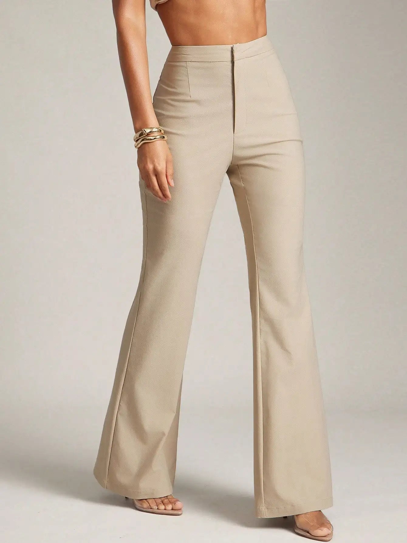 High Waist Flare Leg Pants For Women Office Trousers