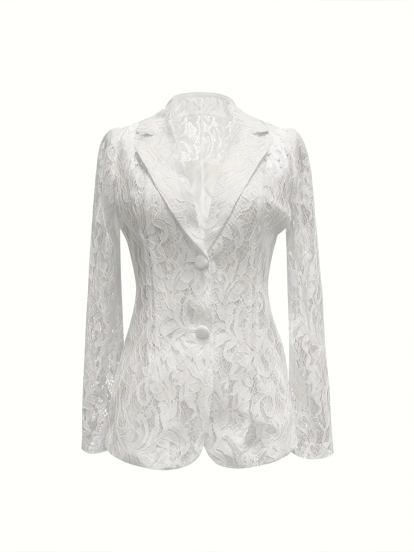 Women's Lace Trim Blazer Notch Lapel Single Breasted Machine Washable