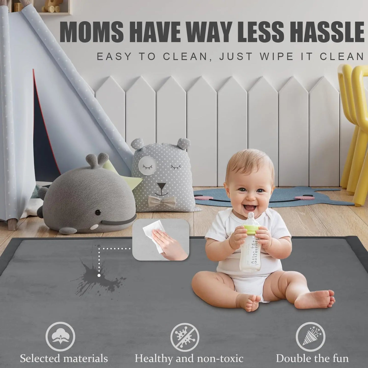 PapaMama Baby Play Mat Non Slip Carpet For Living Room