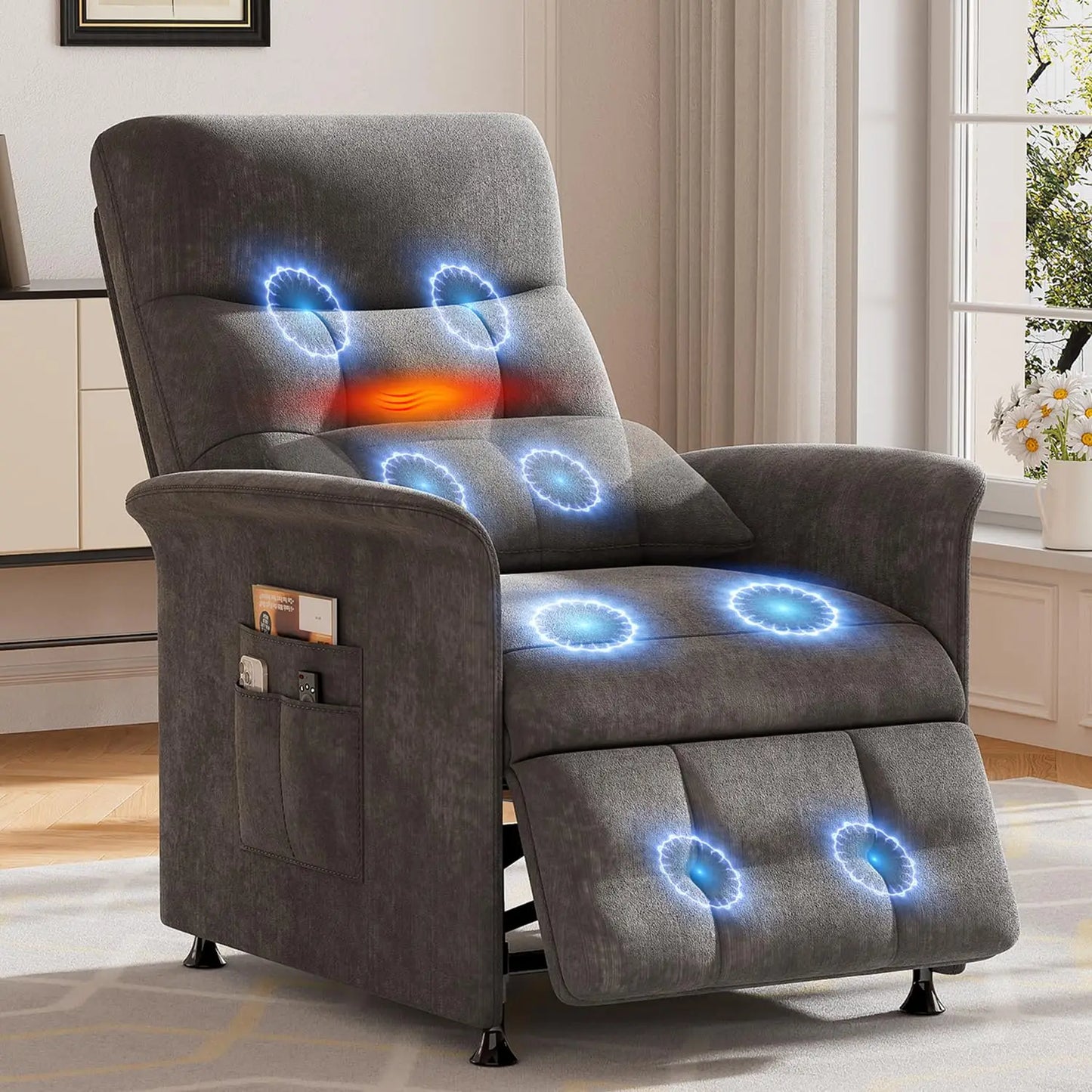 Power Recliner Chair With Heated Massage Antique Minimalist Modern