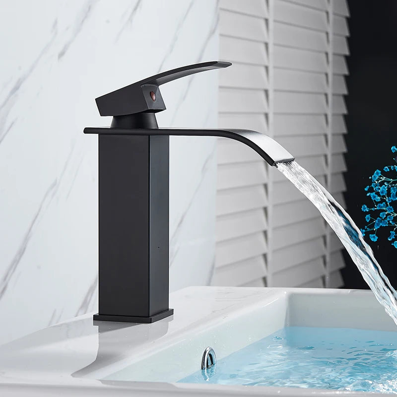 Rozin Basin Waterfall Faucet Deck Mounted Single Hole Handle