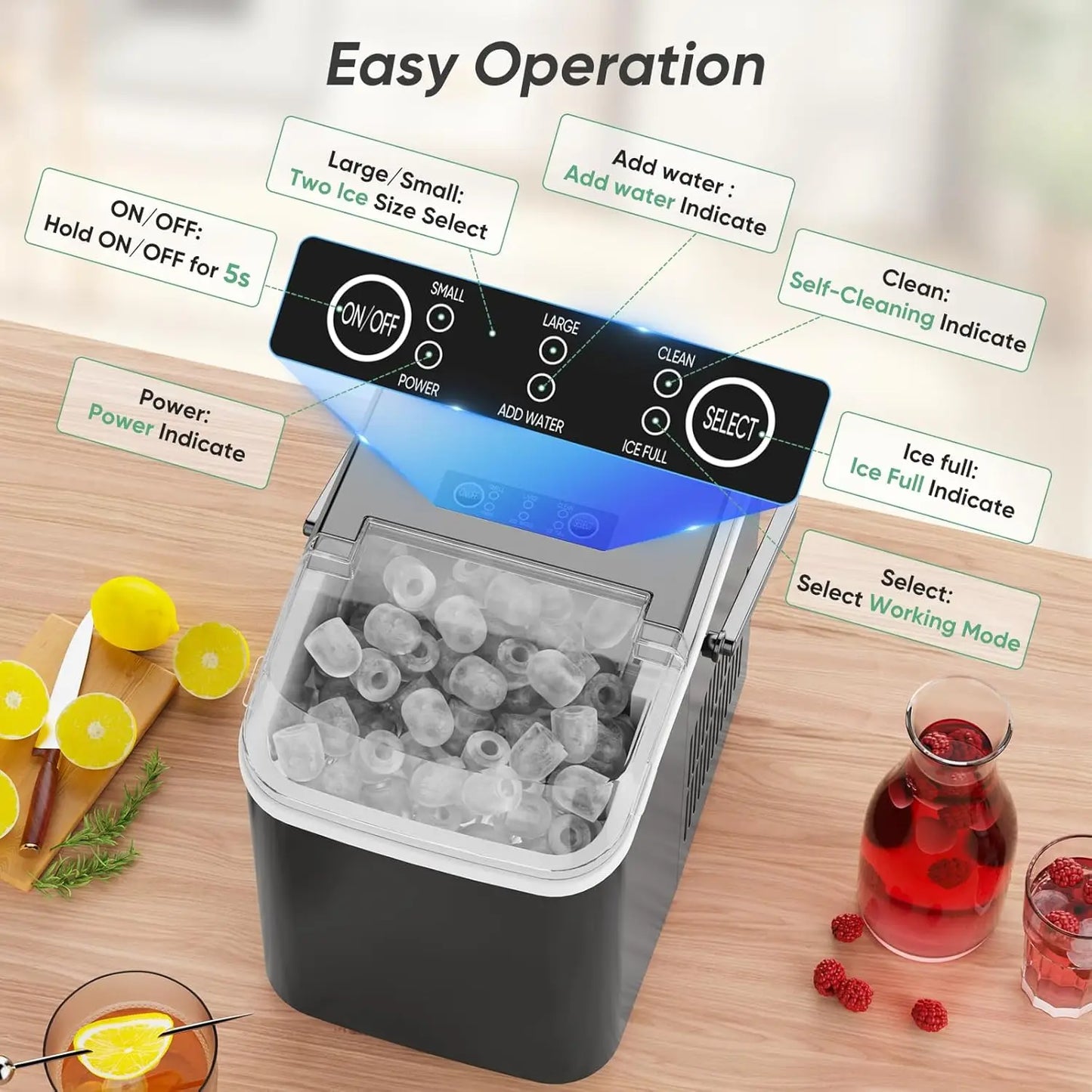 Compact Portable Countertop Ice Maker 26 Lbs Per 24 Hours