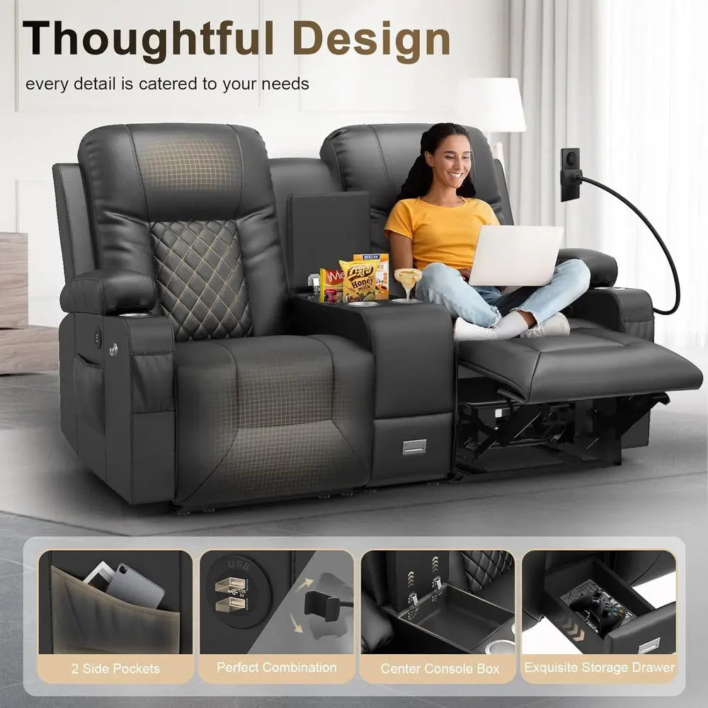 Dual Reclining Loveseat With Storage USB Ports Cup Phone Holders