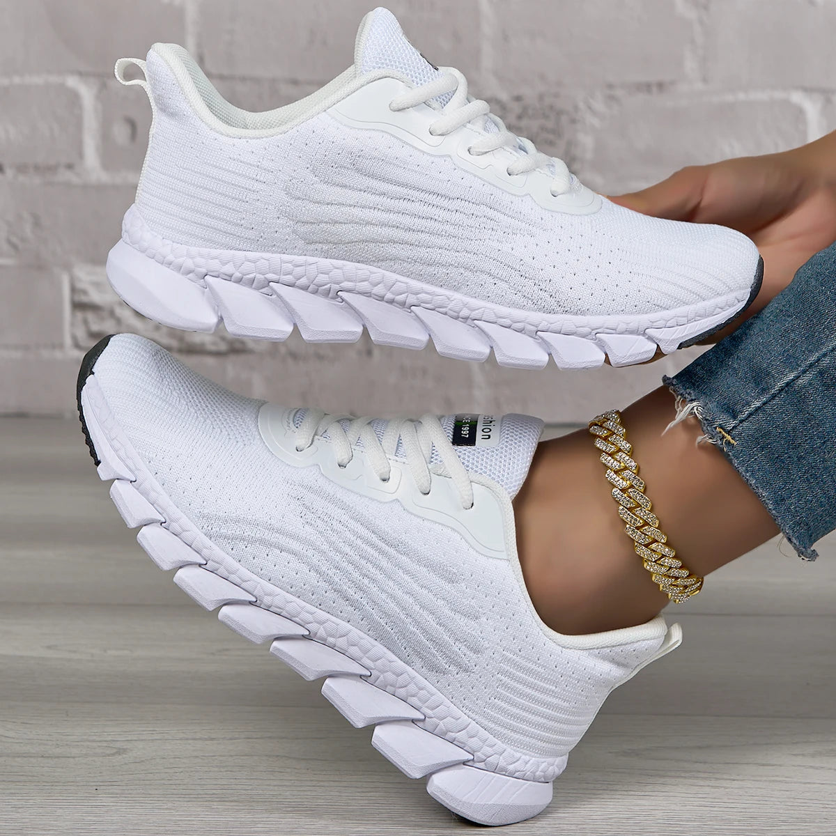 Women Orthopedic Walking Shoes Lace Up Cushioned Insole