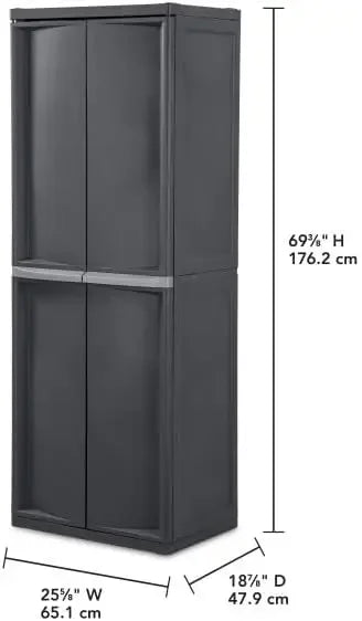 Sterilite Lockable 4-Shelf Cabinet With Adjustable Shelves
