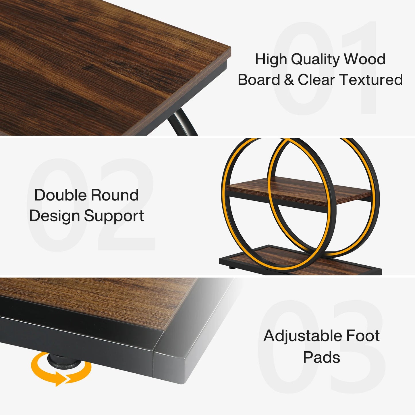 Tribesigns Industrial End Table With 3 Storage Shelves