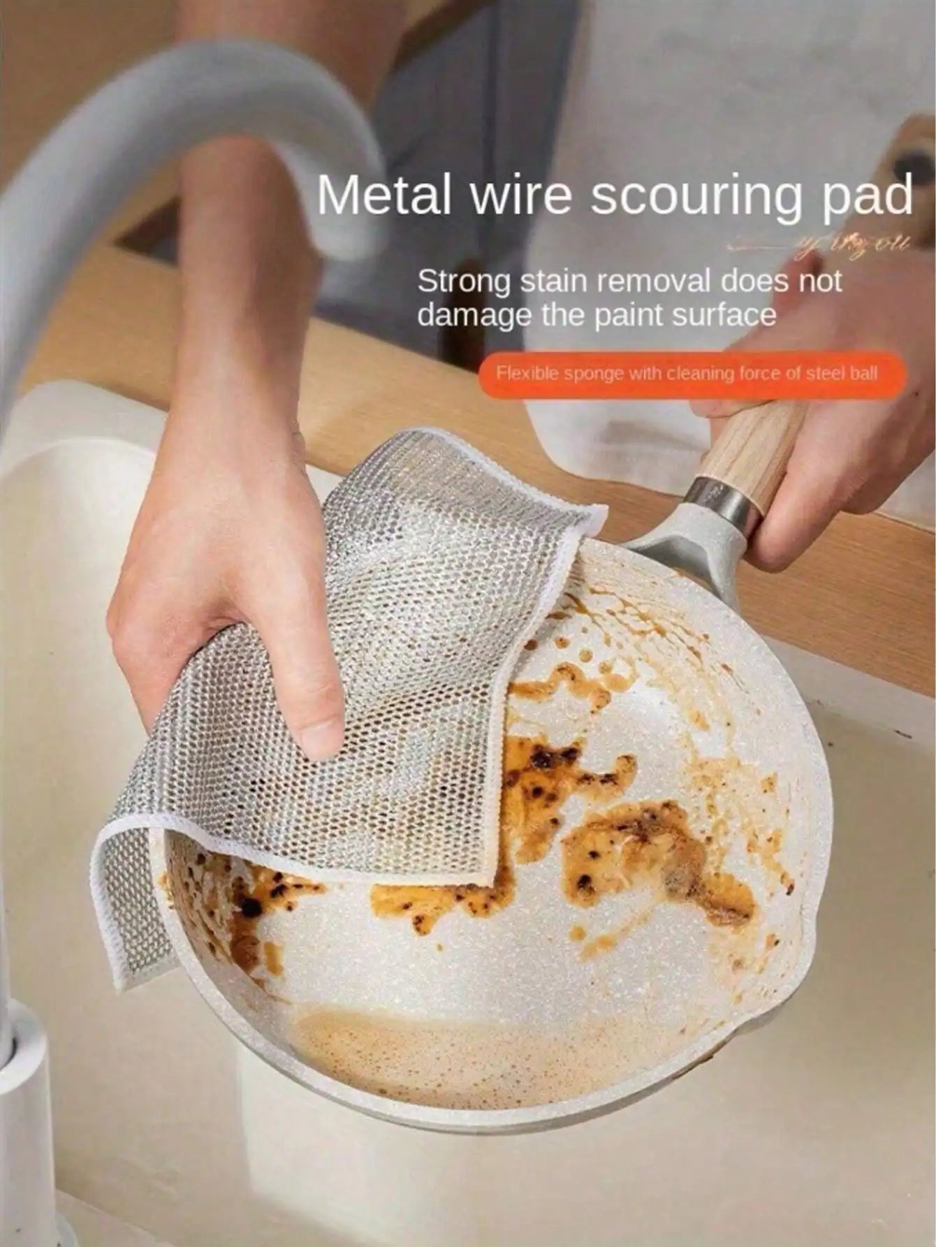Iron Wire Dish Scrubber Cloths Reusable Metal Cleaning Cloths